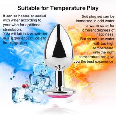 3Pcs Set Luxury Metal Butt Toys Heart Shaped Anal Trainer Jewel Butt Plug Kit S&M Adult Gay Anal Plugs Woman Men Sex Gifts Things for Beginners Couples Large/Medium/Smalls