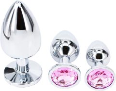 3Pcs Set Luxury Metal Butt Toys Heart Shaped Anal Trainer Jewel Butt Plug Kit S&M Adult Gay Anal Plugs Woman Men Sex Gifts Things for Beginners Couples Large/Medium/Smalls