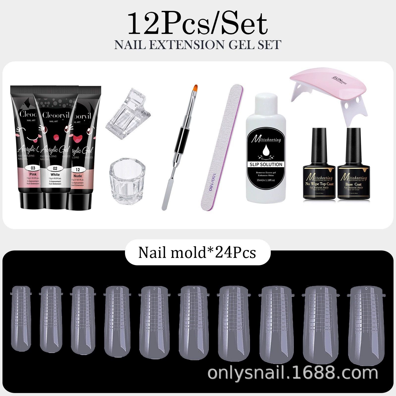 15pcs Poly Extension Gel Manicure Kit Poly Gel With Mini Nail Lamp Basic Coat Poly Gel Nail Art Kits for Starter Basic Coat Poly Gel Nail Art Kits for Starter for Beginners Clear Pink White Nail Art