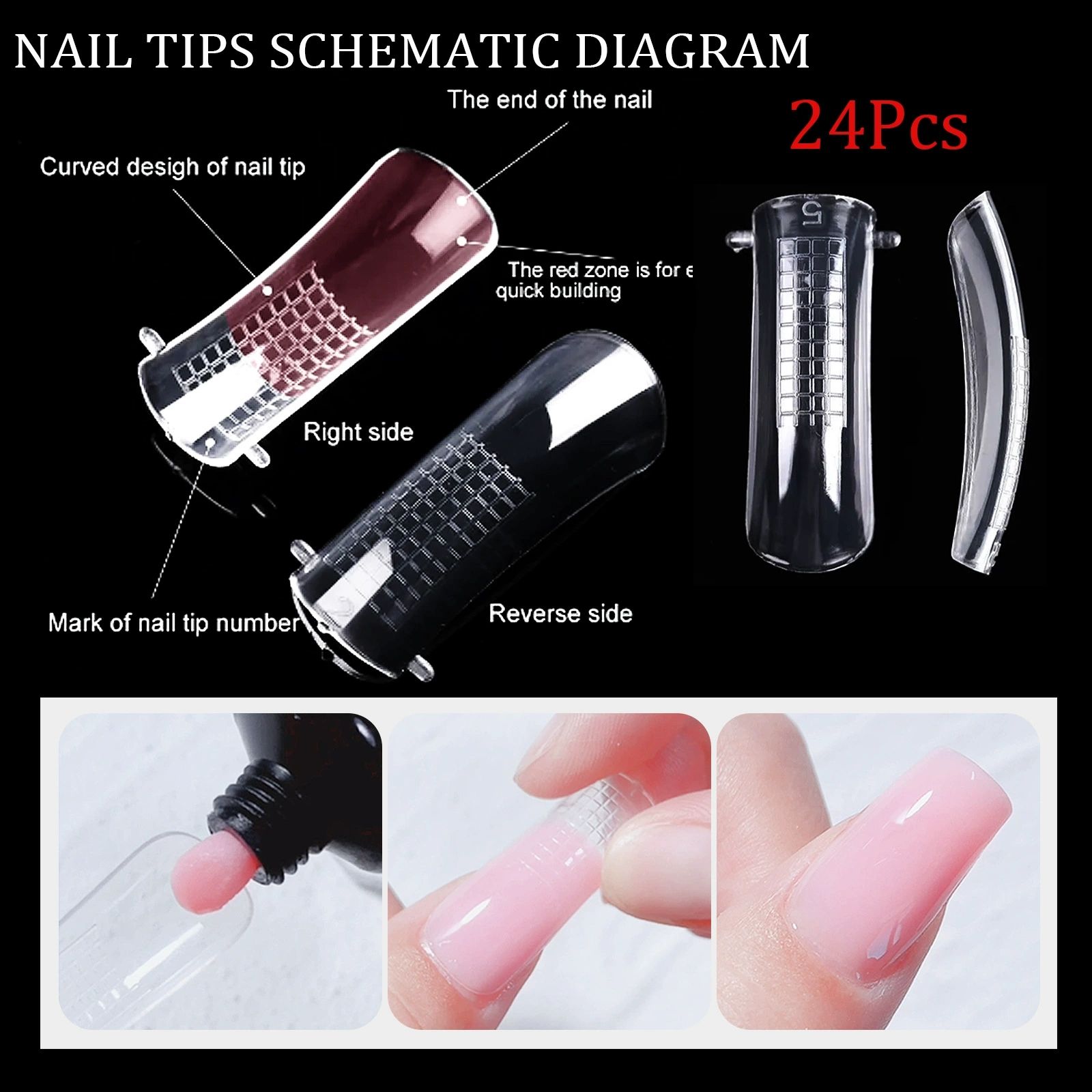 8pcs Poly Extension Gel Manicure Kit Poly Gel  Basic Coat Poly Gel Nail Art Kits for Starter Basic Coat Poly Gel Nail Art Kits for Starter for Beginners Clear Pink Nail Art