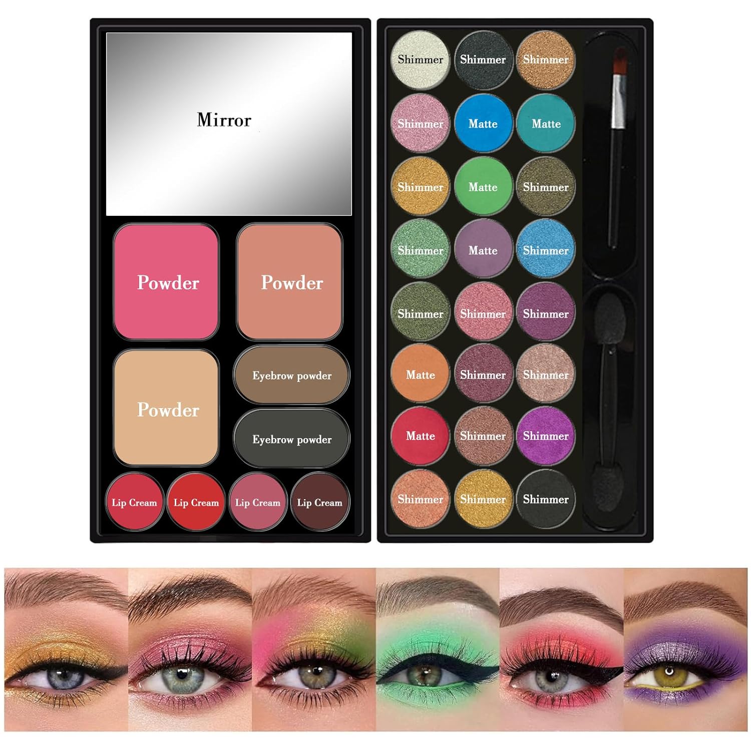 Portable Real Kids Makeup Kit for Girls Washable Children's Play Makeup Set with Brush Teens Makeup Pallete Gift Set in Halloween Birthday Party