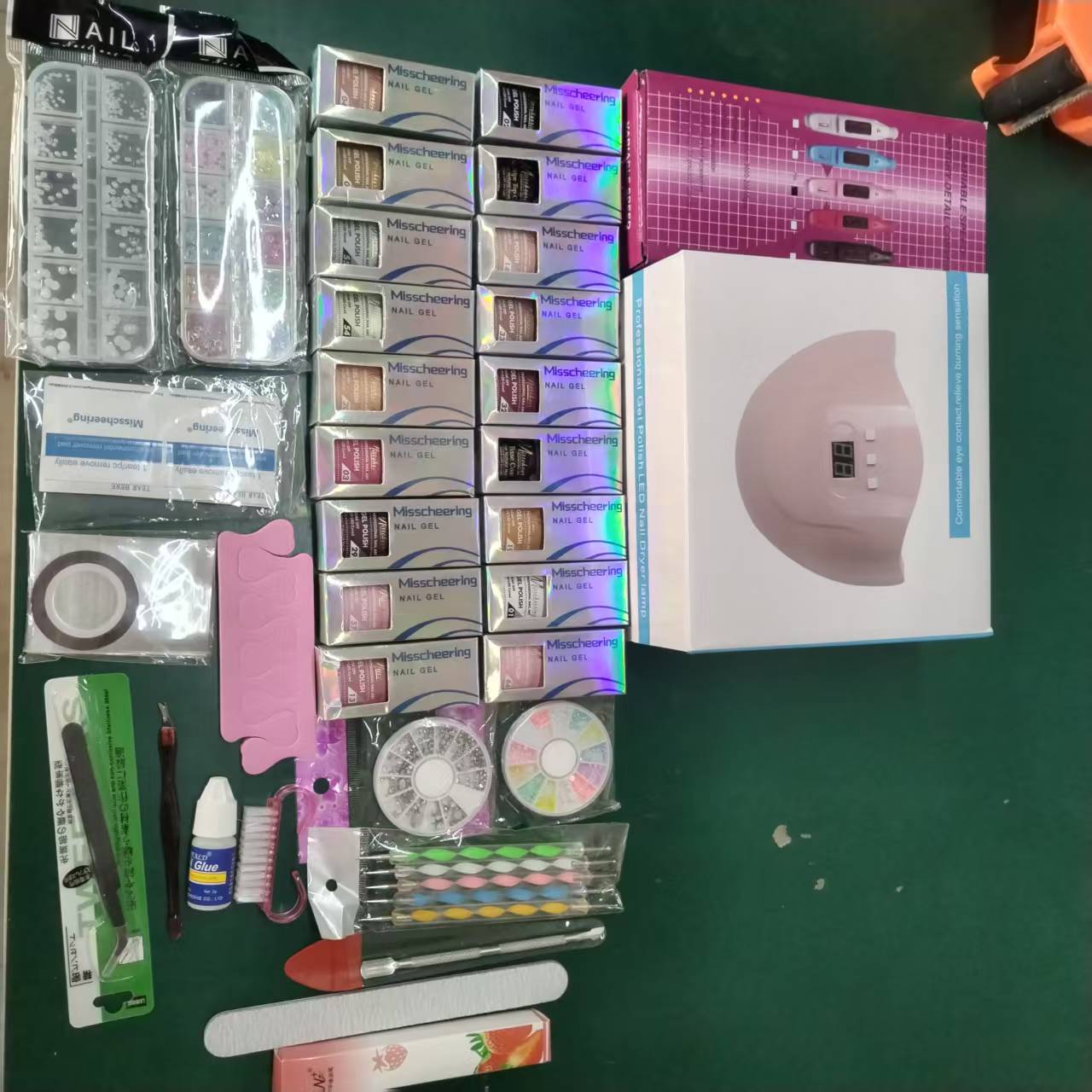 Gel Nail Polish Kit with U V Light and Drill Starter Kit 16 Colors Gel Nail Polish  Poly Nail Gel Kit Base Top Coat Kit Nail Stickers Professional Gel Manicure Kit with Everything Gift for Women