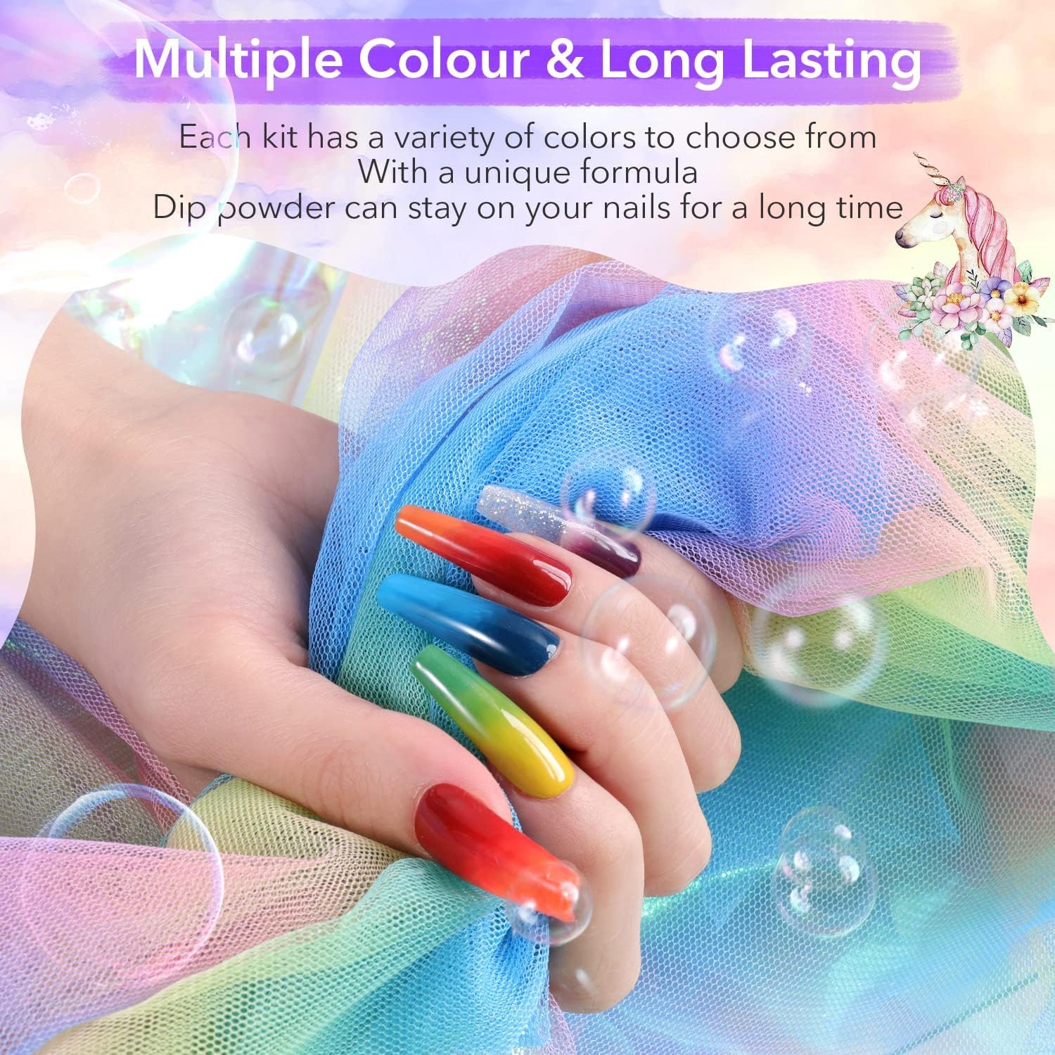 6 Colors Dip Powder Set, Glitter Dipping Powder Color Set, Glossy Nail Art Manicure DIY Salon Home Gift for Ladies