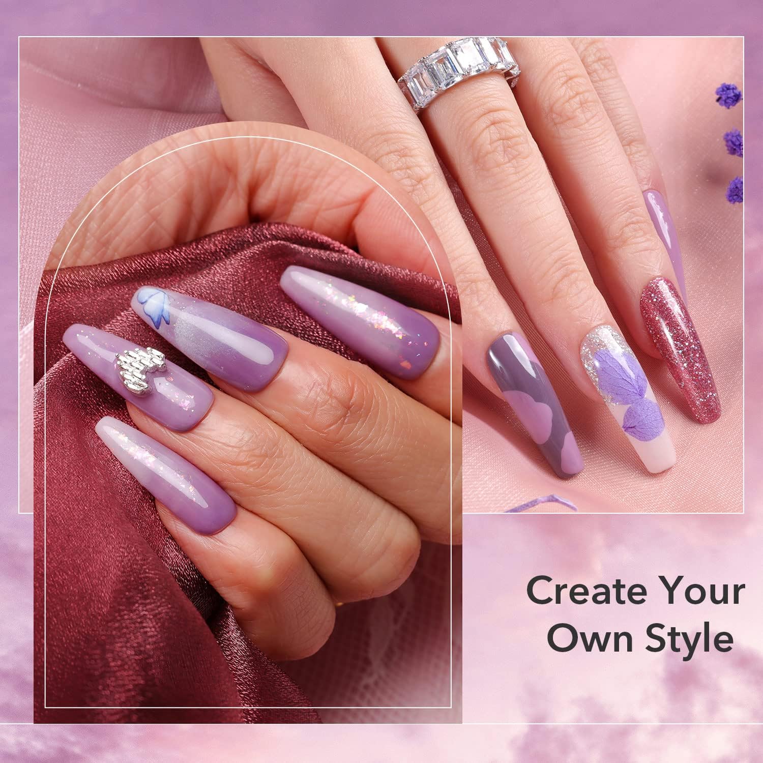 6 Colors Dip Powder Set, Glitter Dipping Powder Color Set, Glossy Nail Art Manicure DIY Salon Home Gift for Ladies