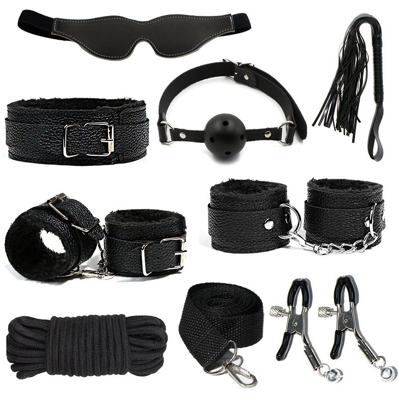 8 pcs BDSM Bondage Restraints Couples Sex Toys, Sex Toys Wrist to Thigh Ankle Cuffs BDSM Kit Removable, BDSM Toys Ball Gag Blindfold Sex Restraints, Adult Sex Toy for Women Coupl