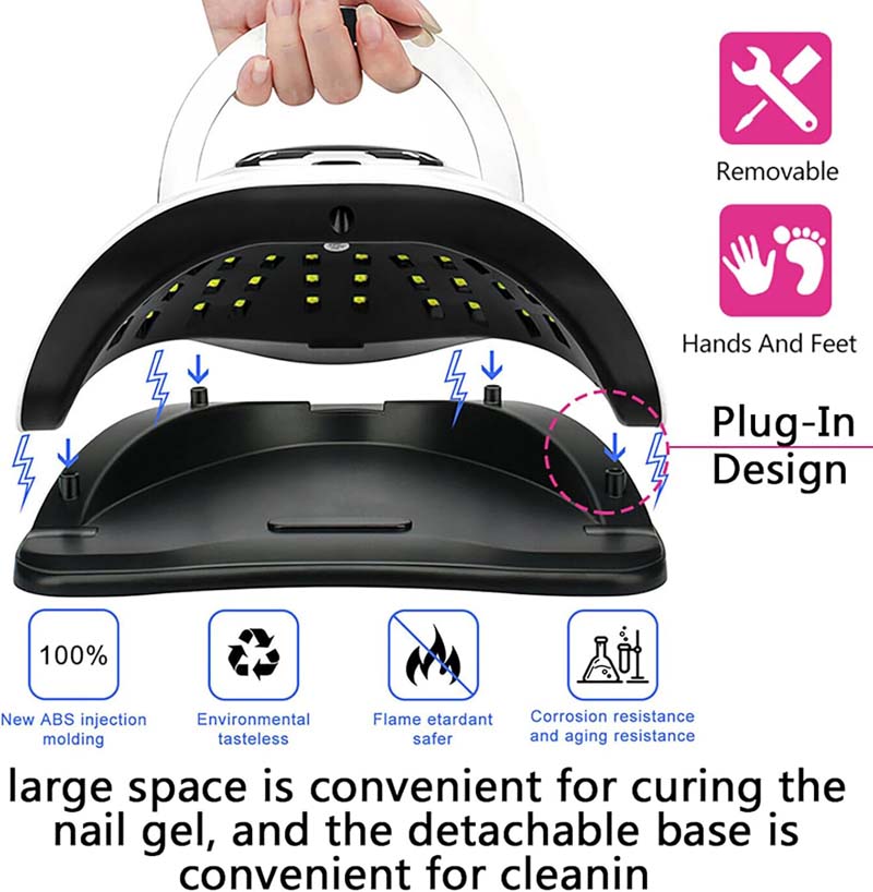 UV Nail Lamp,280W LED UV Gel Lamp,4 Timer Settings, Professional Gel Curing Lamp Gel Polish Light,with 66pcs Lamp Beads,for Home Salon Nail Art Tools