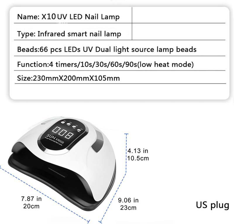 UV Nail Lamp,280W LED UV Gel Lamp,4 Timer Settings, Professional Gel Curing Lamp Gel Polish Light,with 66pcs Lamp Beads,for Home Salon Nail Art Tools