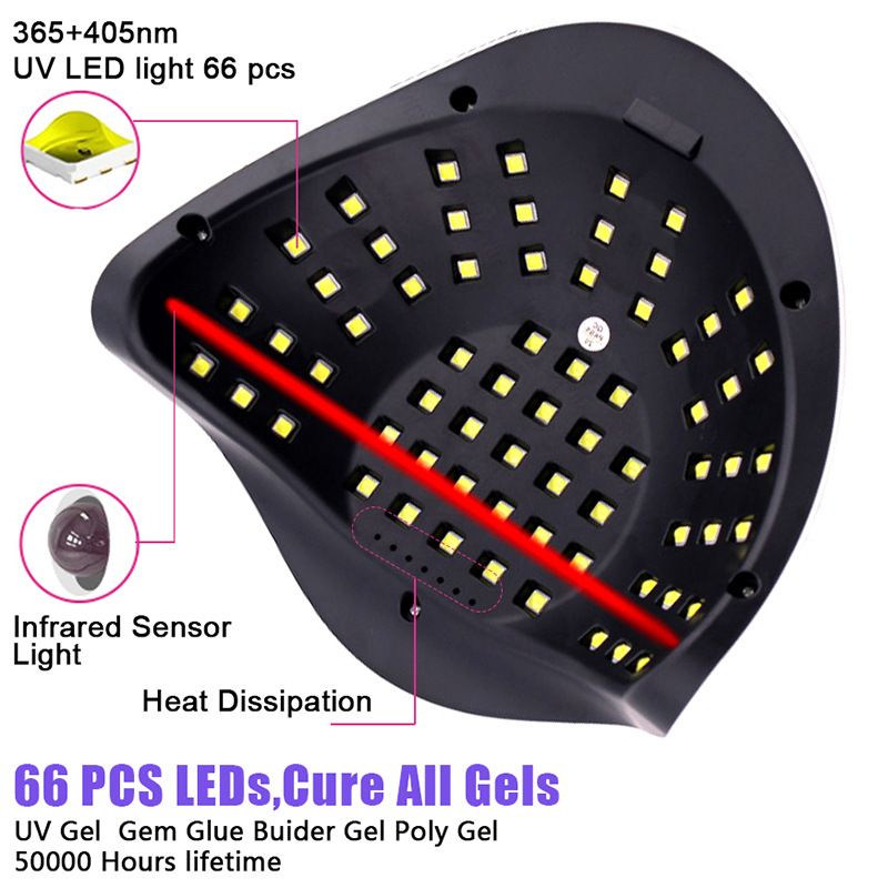 UV Nail Lamp,280W LED UV Gel Lamp,4 Timer Settings, Professional Gel Curing Lamp Gel Polish Light,with 66pcs Lamp Beads,for Home Salon Nail Art Tools