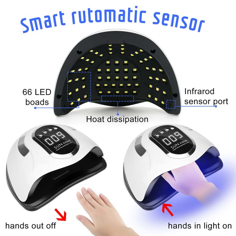 UV Nail Lamp,280W LED UV Gel Lamp,4 Timer Settings, Professional Gel Curing Lamp Gel Polish Light,with 66pcs Lamp Beads,for Home Salon Nail Art Tools