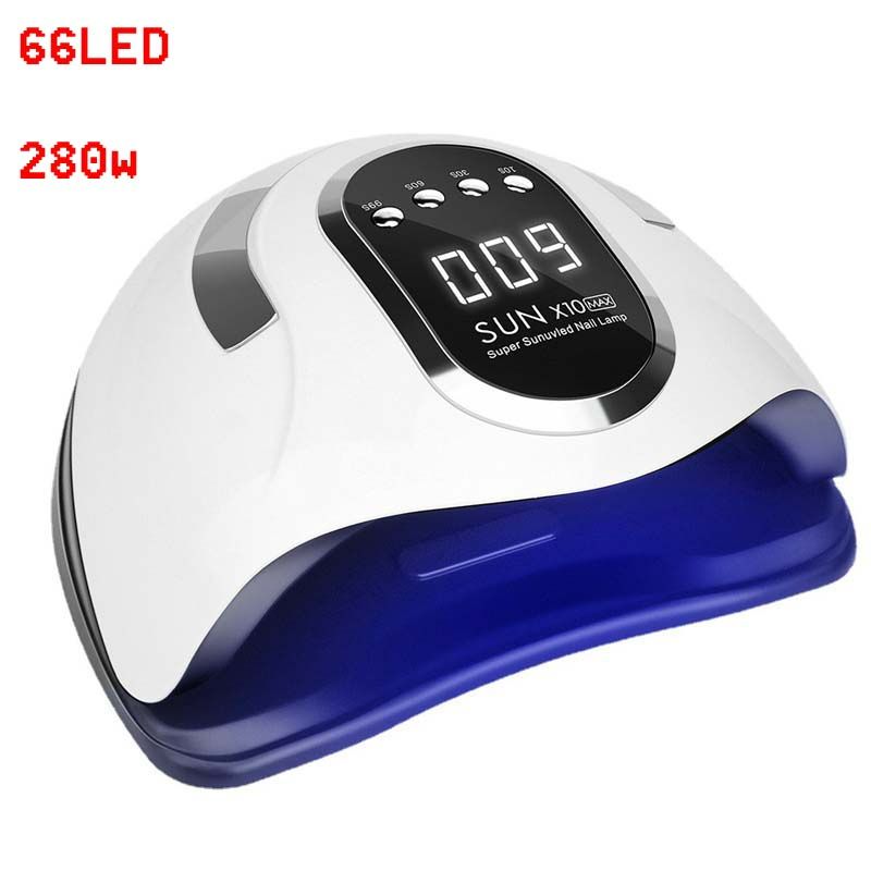 UV Nail Lamp,280W LED UV Gel Lamp,4 Timer Settings, Professional Gel Curing Lamp Gel Polish Light,with 66pcs Lamp Beads,for Home Salon Nail Art Tools