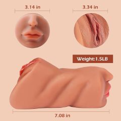 3 in 1 Pocket Pussy Adult Sex Toys Deep Throat Blowjob Stroker with Teeth&Tongue, Realistic Pocket Pussies with 3D Realistic Textured Vagina & Tight Anus, Oral  for Men Masturbation