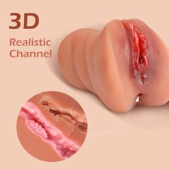 3 in 1 Pocket Pussy Adult Sex Toys Deep Throat Blowjob Stroker with Teeth&Tongue, Realistic Pocket Pussies with 3D Realistic Textured Vagina & Tight Anus, Oral  for Men Masturbation