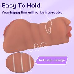 3 in 1 Pocket Pussy Adult Sex Toys Deep Throat Blowjob Stroker with Teeth&Tongue, Realistic Pocket Pussies with 3D Realistic Textured Vagina & Tight Anus, Oral  for Men Masturbation