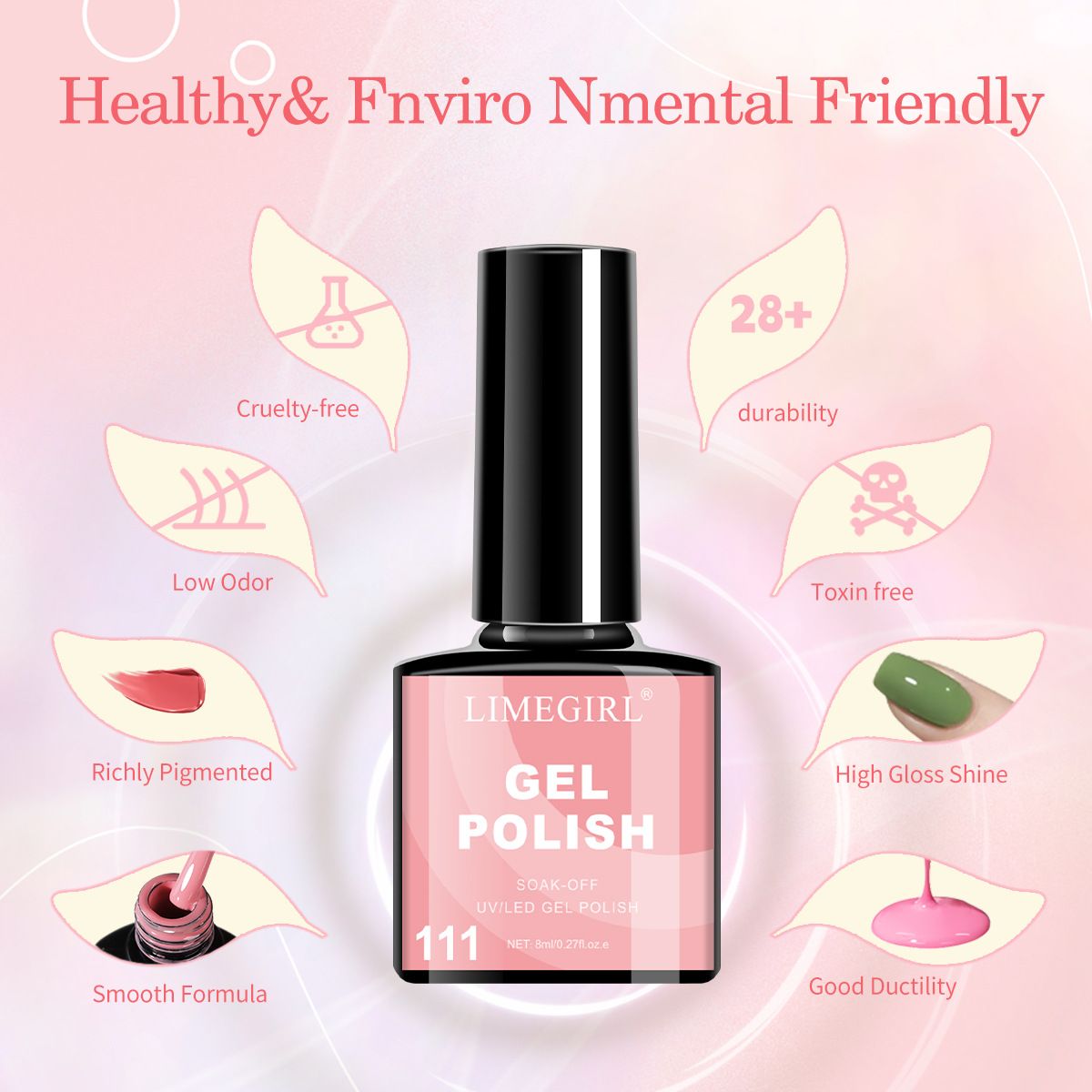 Gel Nail Polish Kit  Poly ExtensionNail Gel Kit 10 Colors P Glitter Tones Starter Kit with 48W UV Lamp Matte & Glossy Top & Base Coat All-in-One Designs DIY At Home