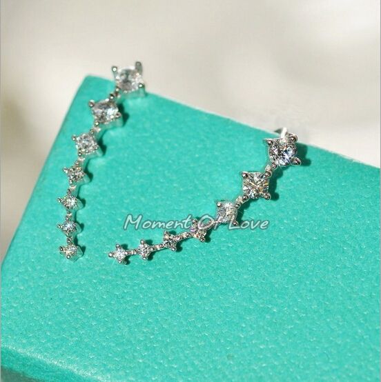 South Korean jewelry Big Dipper seven zircon earrings a row of 7 diamonds set rhinestone stars seven diamond earrings