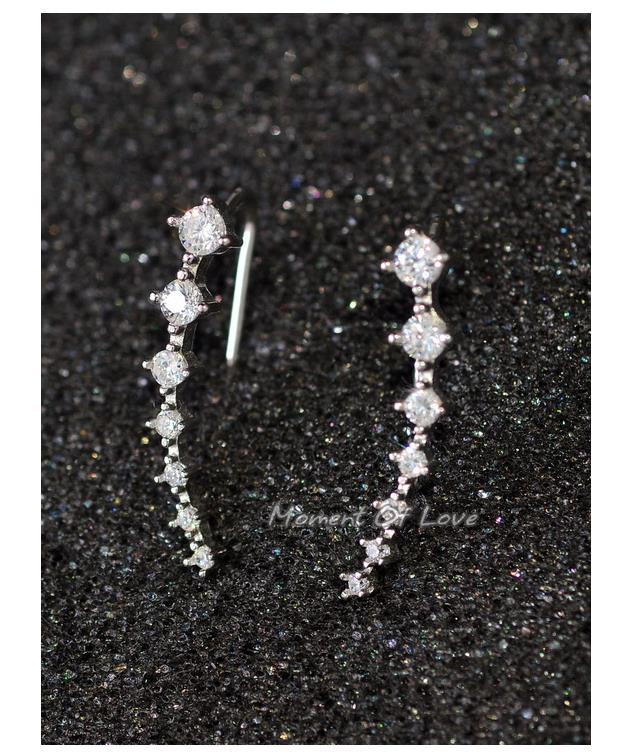 South Korean jewelry Big Dipper seven zircon earrings a row of 7 diamonds set rhinestone stars seven diamond earrings
