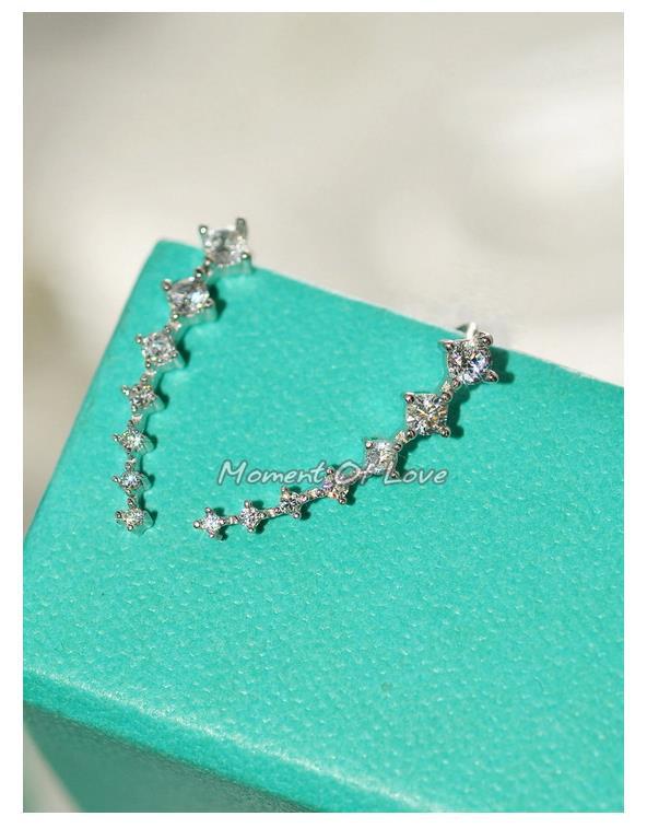 South Korean jewelry Big Dipper seven zircon earrings a row of 7 diamonds set rhinestone stars seven diamond earrings