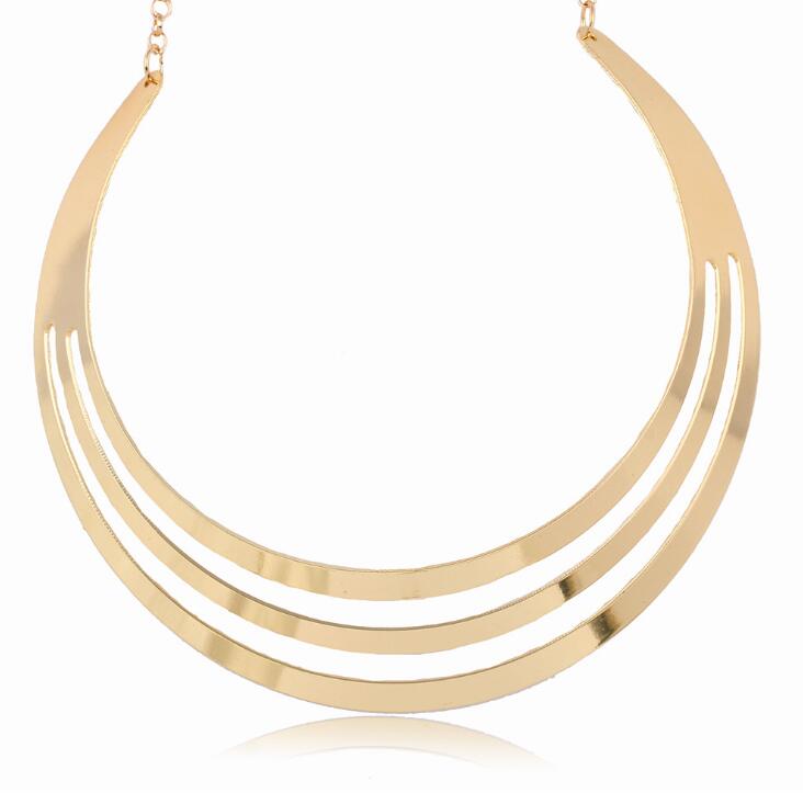Europe and the United States cross-border personality trend exaggerated punk alloy inlaid rhinestones three rings a vintage collarbone
