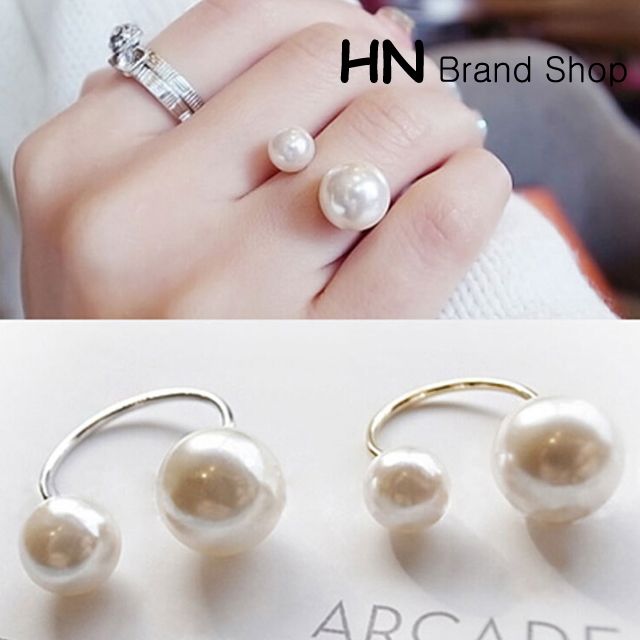 Korean size pearl open ring Korean version temperament all fashion ring joint ring tail ring with accessories