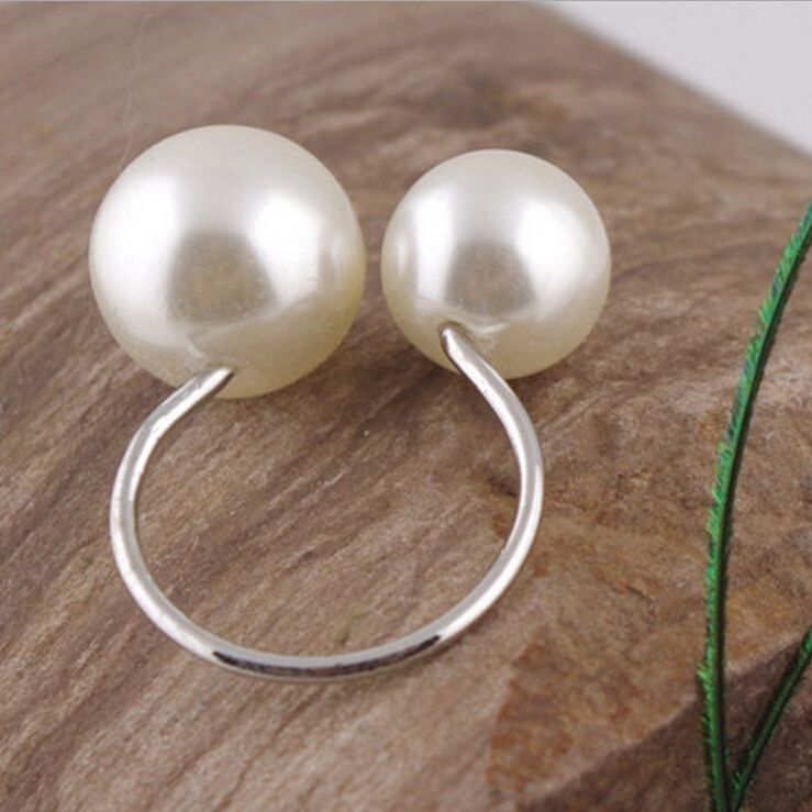 Korean size pearl open ring Korean version temperament all fashion ring joint ring tail ring with accessories