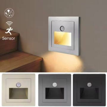 LED Floor Night Light Smart Light PIR Motion Detector Sensor Stair Light Recessed Step Light Ladder Wall Light Kitchen Corridor
