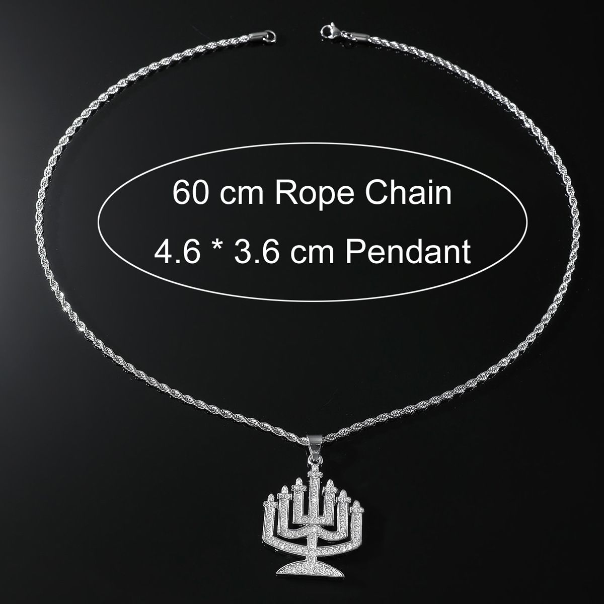Full Diamond Candlestick Pendant Necklace Hip Hop Trendy Male Street Cool Personality Exaggerated Jewelry