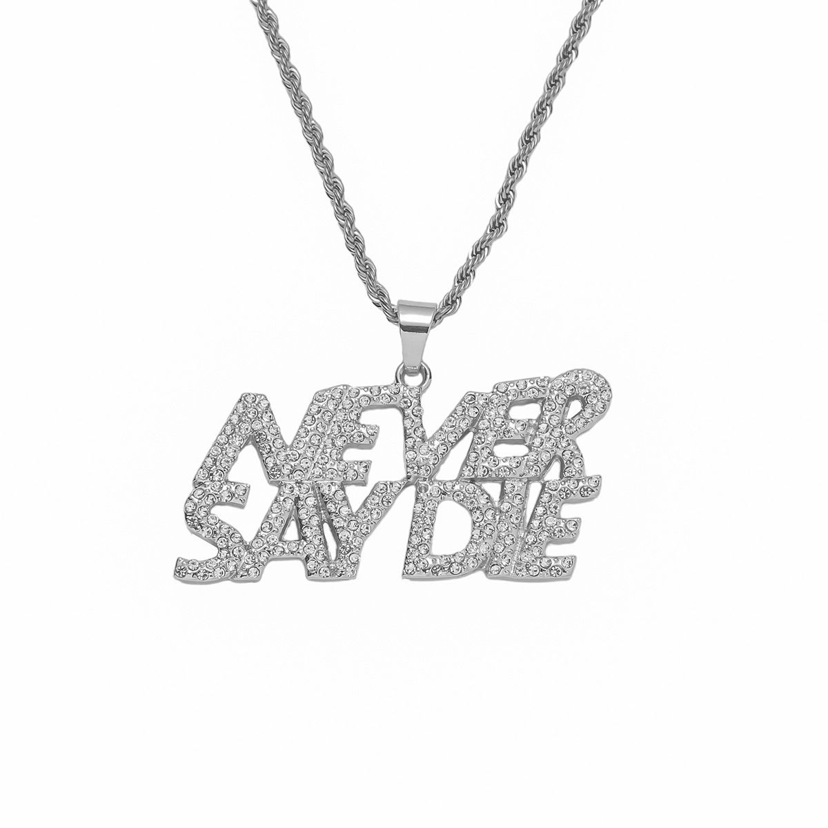 Full Diamond Candlestick Pendant Necklace Hip Hop Trendy Male Street Cool Personality Exaggerated Jewelry