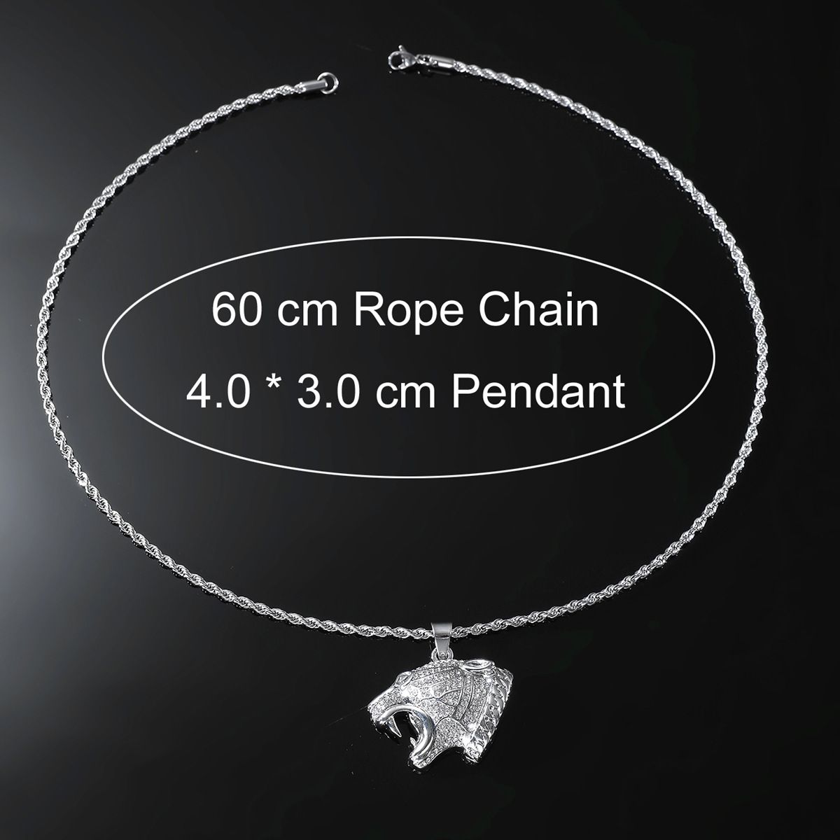 Full Diamond Candlestick Pendant Necklace Hip Hop Trendy Male Street Cool Personality Exaggerated Jewelry