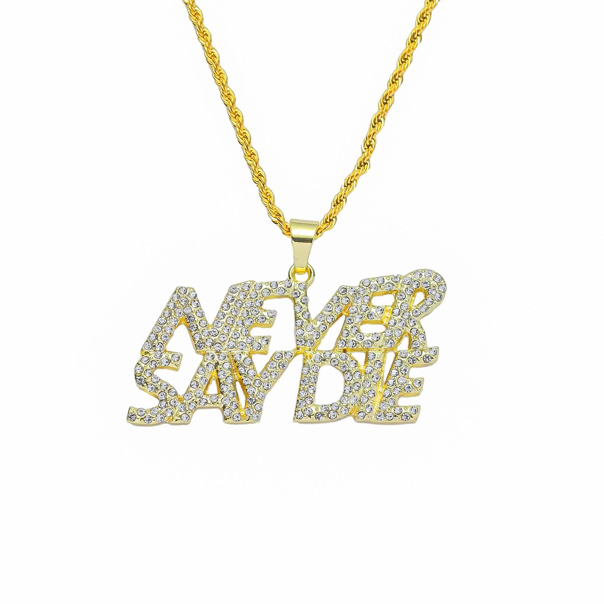 Full Diamond Candlestick Pendant Necklace Hip Hop Trendy Male Street Cool Personality Exaggerated Jewelry