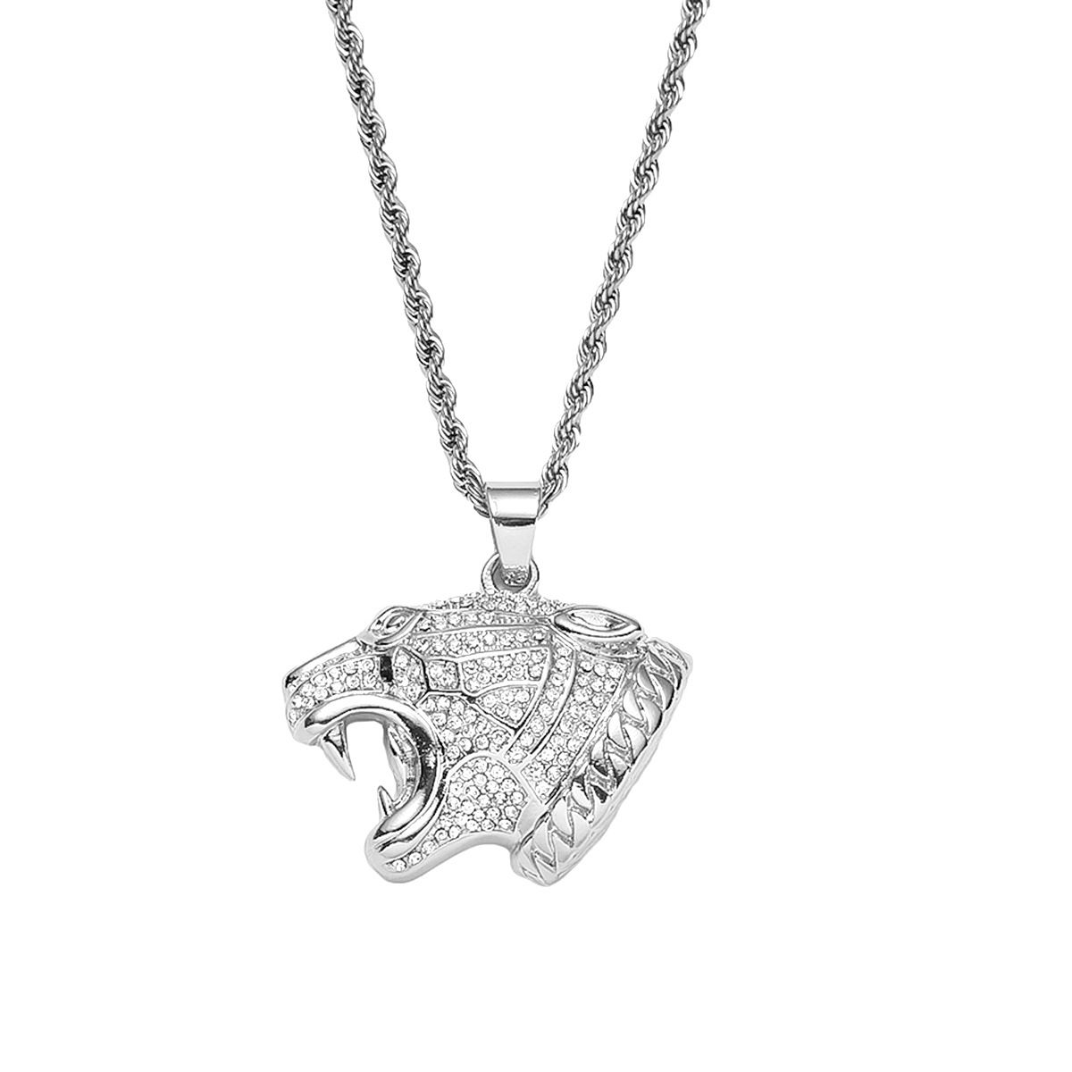 Full Diamond Candlestick Pendant Necklace Hip Hop Trendy Male Street Cool Personality Exaggerated Jewelry