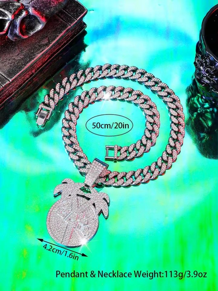 Summer Fashionable Zinc Alloy Round Shaped & cocoanut tree Pendant Necklace,Suitable For Men's Daily Use Festive Jewelry
