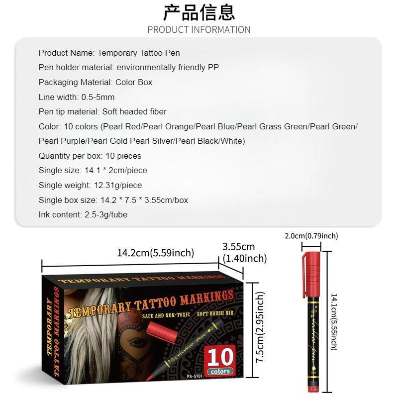 Skin Markers Temporary Tattoo Pen 10 Colors Fake Body Paint Tattoos Brush Face Painting Kit Teen Girl Gifts Trendy Stuff Ad