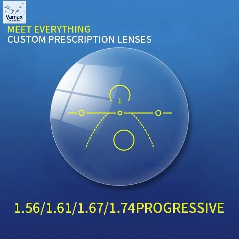 Progressive Multifocal Glasses CR39 Optical Glasses Lenses 1.56/1.61/1.67/1.74 Professional Custom Prescription Lenses