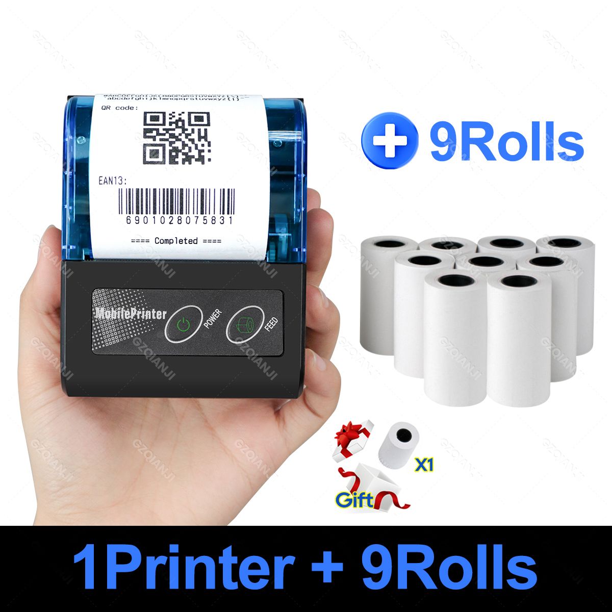 Portable Mini Thermal Printer 2 inch Bluetooth USB Receipt Bill Ticket Printer with 58x30mm Print Paper for Restaurant Android