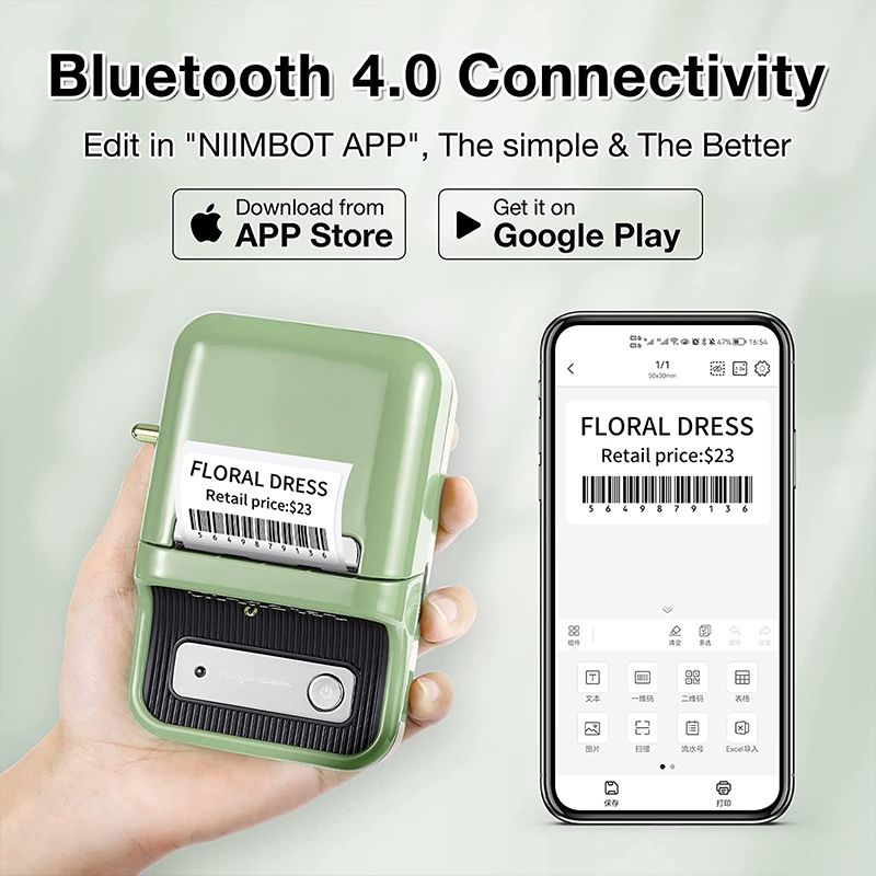 Niimbot B21 Mini Portable Thermal Label Printer Mini Adhesive Sticker Printers for Home Office For Mobile Phone NEW