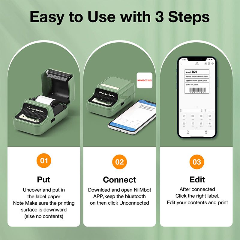 Niimbot B21 Mini Portable Thermal Label Printer Mini Adhesive Sticker Printers for Home Office For Mobile Phone NEW