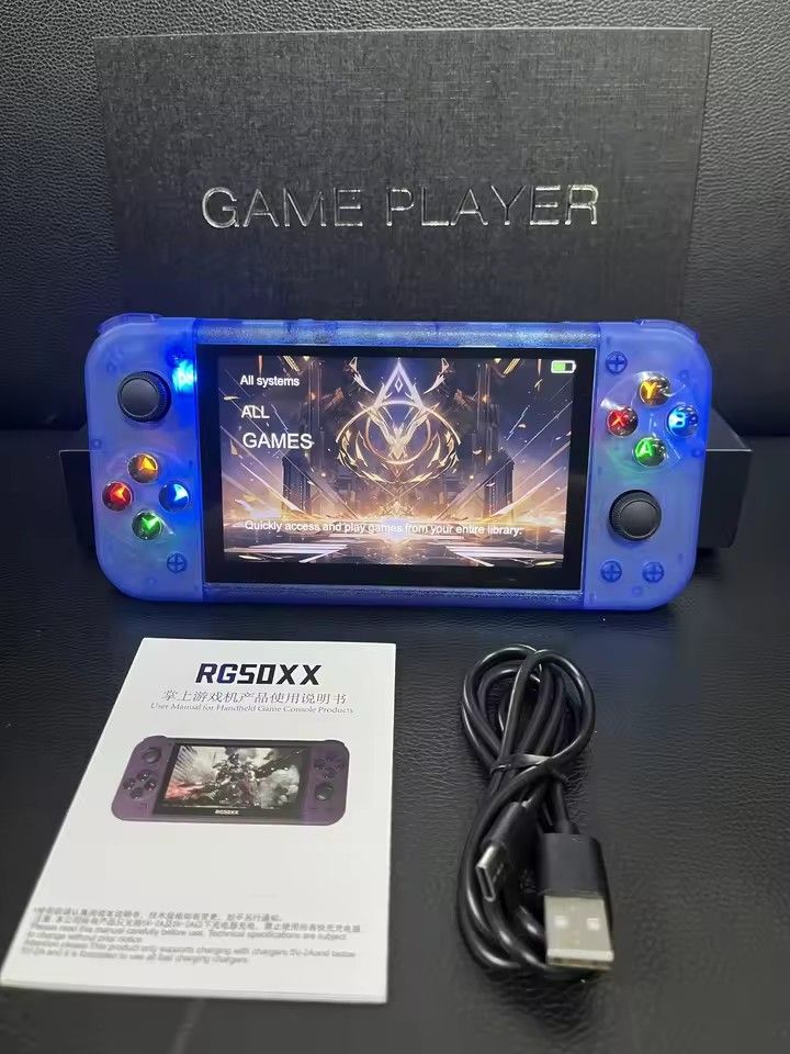 RG50XX Handheld Retro Game Console 5Inch Display 64G Video Games LINUX 3D Joystick For GBC GBA PSP 19+Simulator