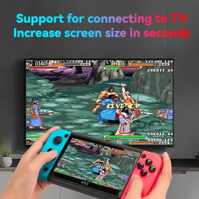 X52 5.1 inch handheld game console large screen arcade console ips high-definition screen two person joystick nostalgic PS1