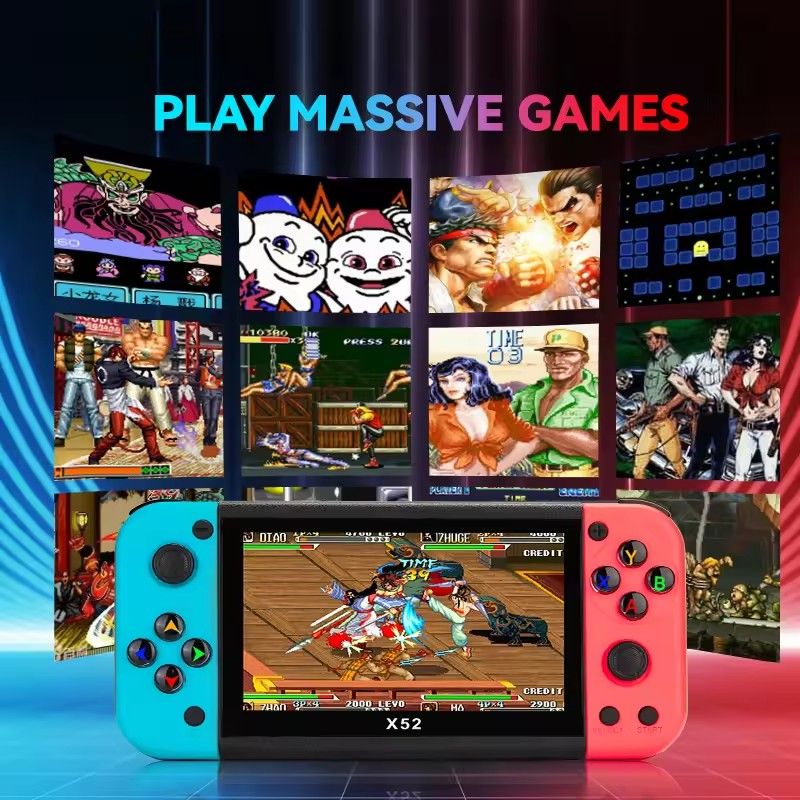X52 5.1 inch handheld game console large screen arcade console ips high-definition screen two person joystick nostalgic PS1