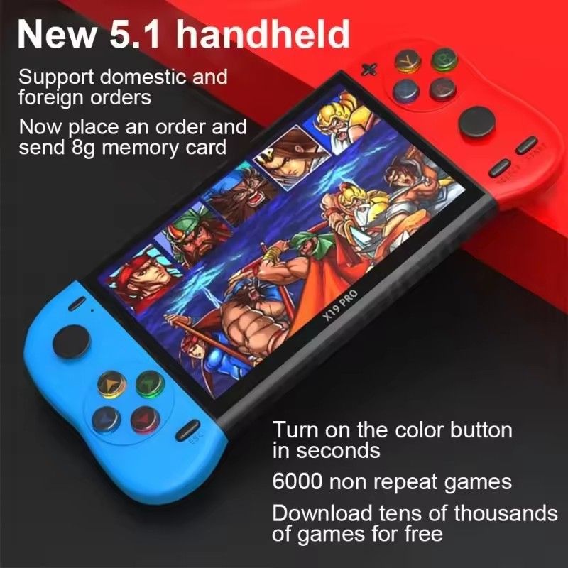 X19 Pro 5 inch portable game console 8GB 32GB hanheld game player with 2000 free games for Arcade neogeo mame colorful buttons
