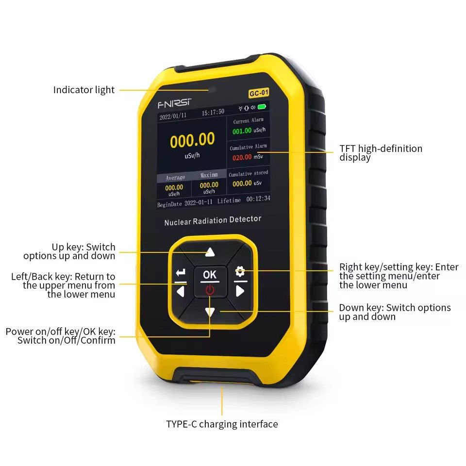 GC-01 Geiger Counter Nuclear Radiation Detector Personal Dosimeter X-ray γ-ray β-ray Radioactivity Tester Marble Detector