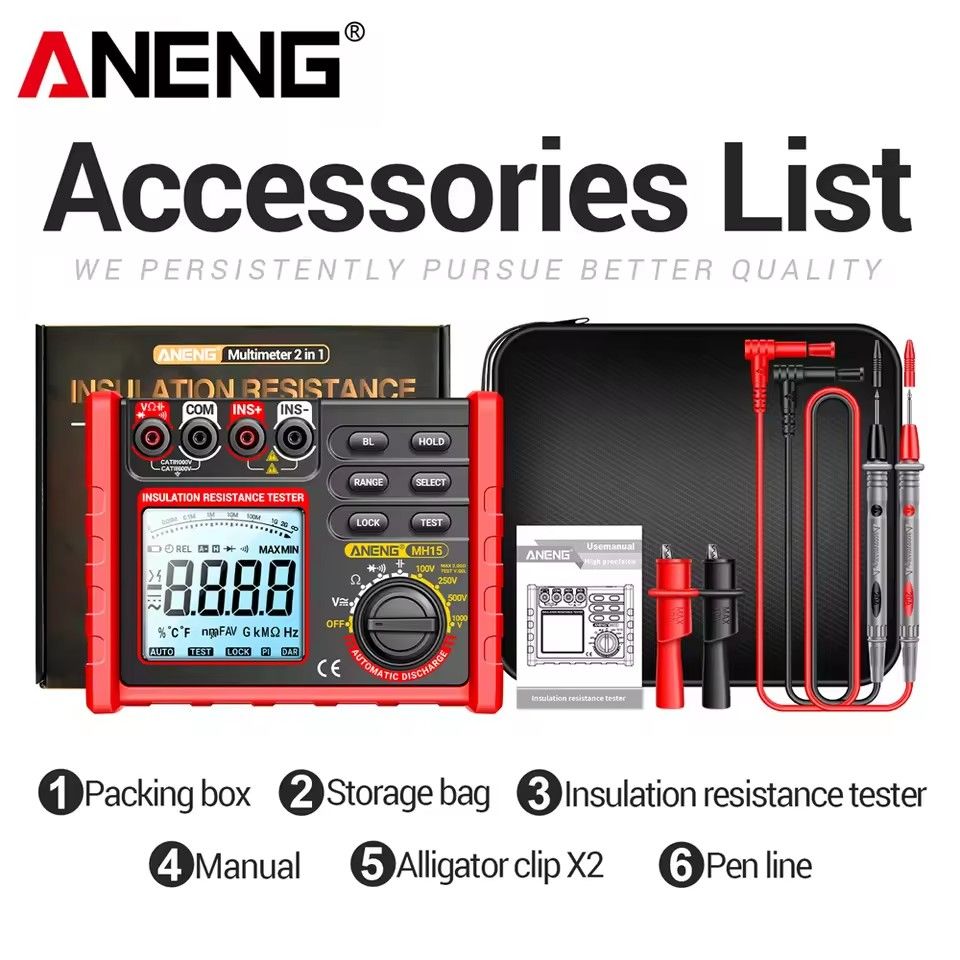 ANENG MH15 Insulation Resistance Multifunctional Digital Meter Automatic discharge AC/DC Voltage LCD Megohmmeter Tester Tools