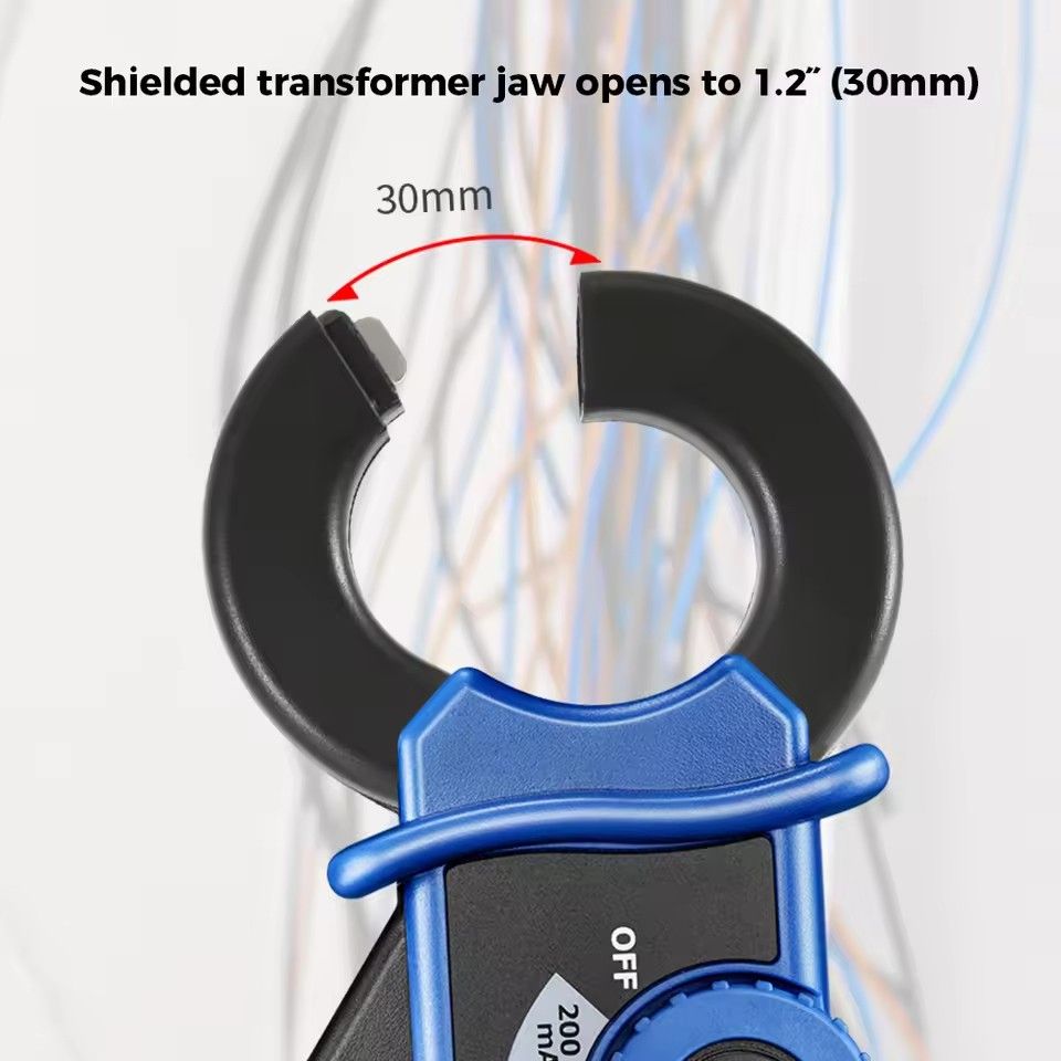 Digital Leakage Current Clamp Meter, 1uA Resolution, 0.1mA-200A, Jaw 1.2inch/30mm, High Precision NCV Clamp Meter High Accuracy