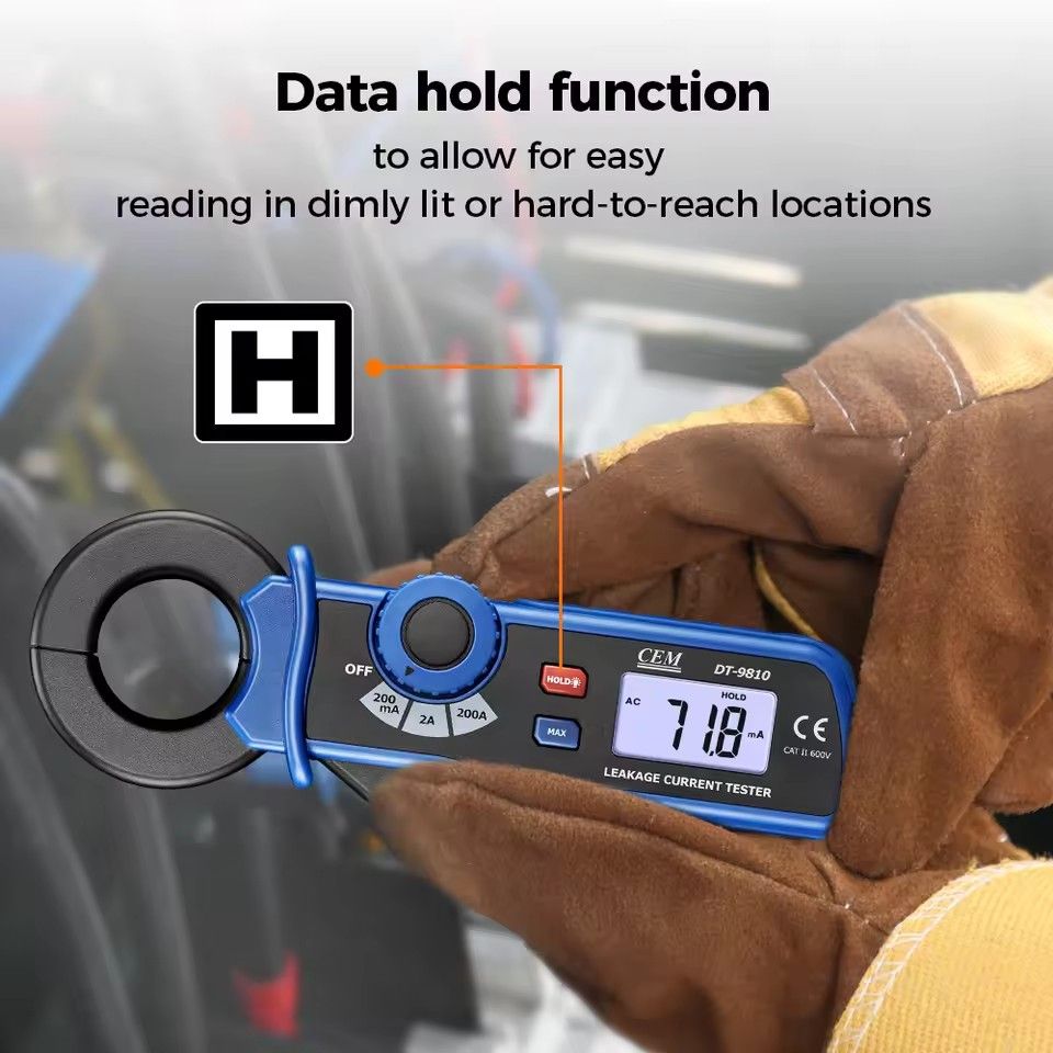 Digital Leakage Current Clamp Meter, 1uA Resolution, 0.1mA-200A, Jaw 1.2inch/30mm, High Precision NCV Clamp Meter High Accuracy