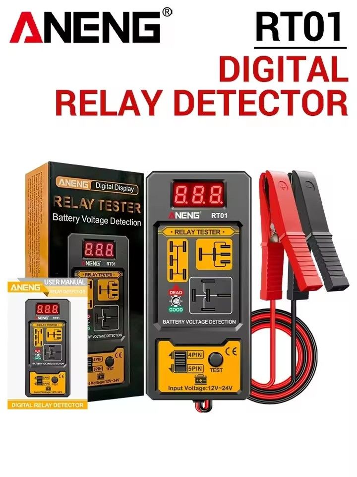 ANENG RT01 Car Battery Voltage Detector Diagnostic 11-25V Aermotor Repair 4/5 Foot Socket Relay Tester Analysis Diagnostic Tool