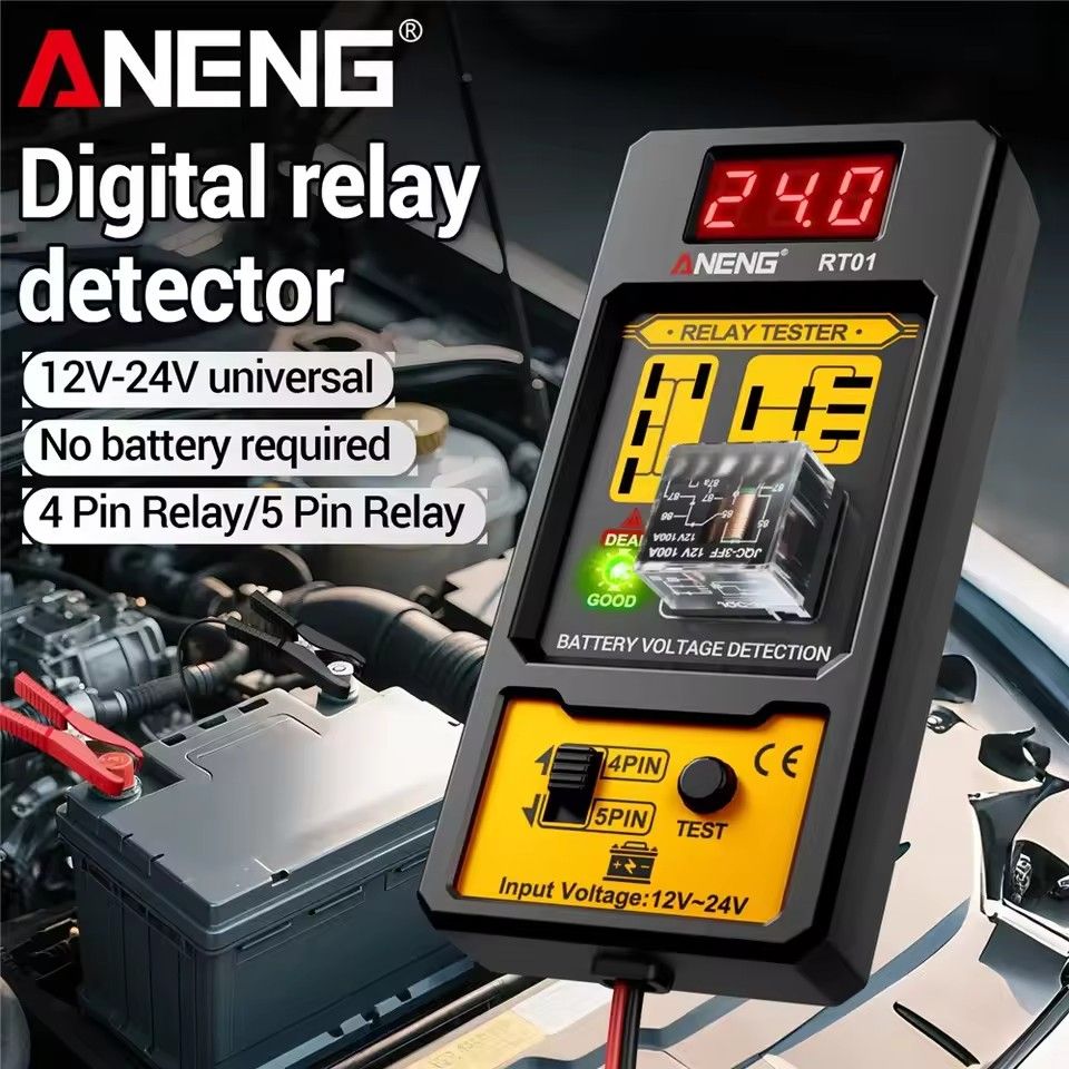 ANENG RT01 Car Battery Voltage Detector Diagnostic 11-25V Aermotor Repair 4/5 Foot Socket Relay Tester Analysis Diagnostic Tool