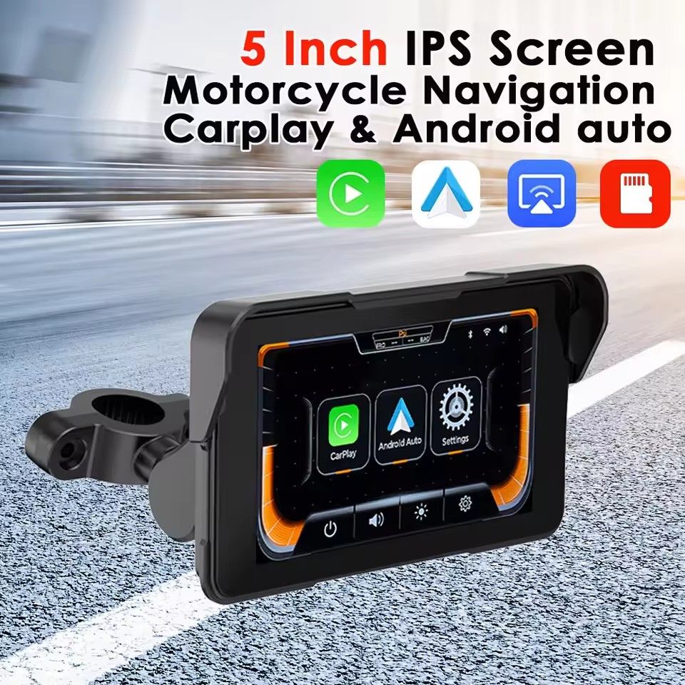5 inch Moto Wireless CarPlay & Android Auto Removable Motorcycle Dashboard GPS Navigation Screen Digital Display Waterproof