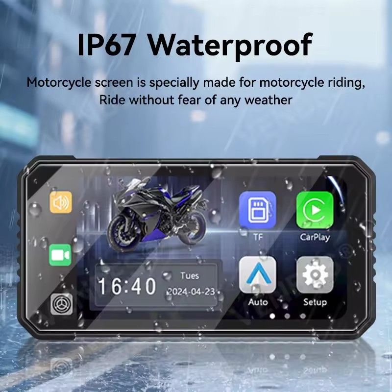 VENBES Motorcycle Carplay 6.25-Inch GPS Navigation Wireless Android Auto IP67 BT 5.0 Dual DVR Safe Driving
