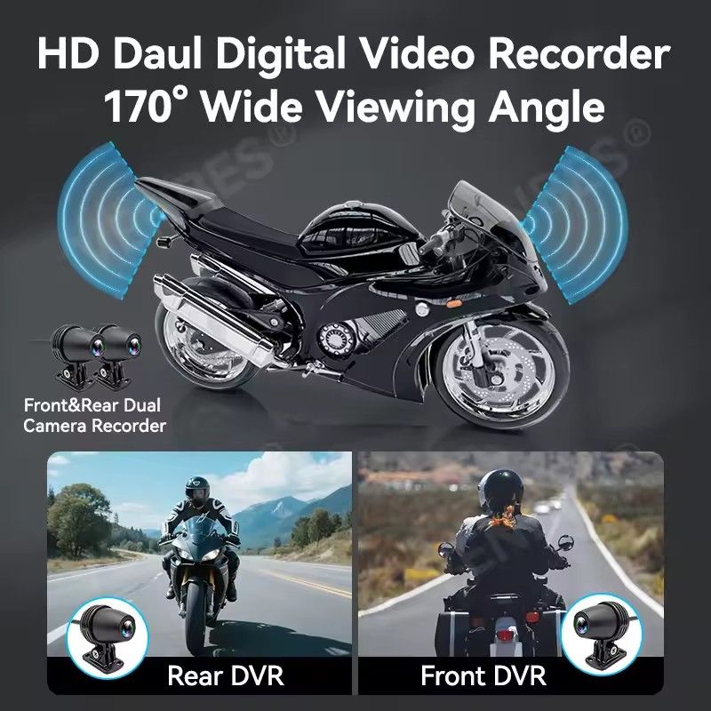 VENBES Motorcycle Carplay 6.25-Inch GPS Navigation Wireless Android Auto IP67 BT 5.0 Dual DVR Safe Driving