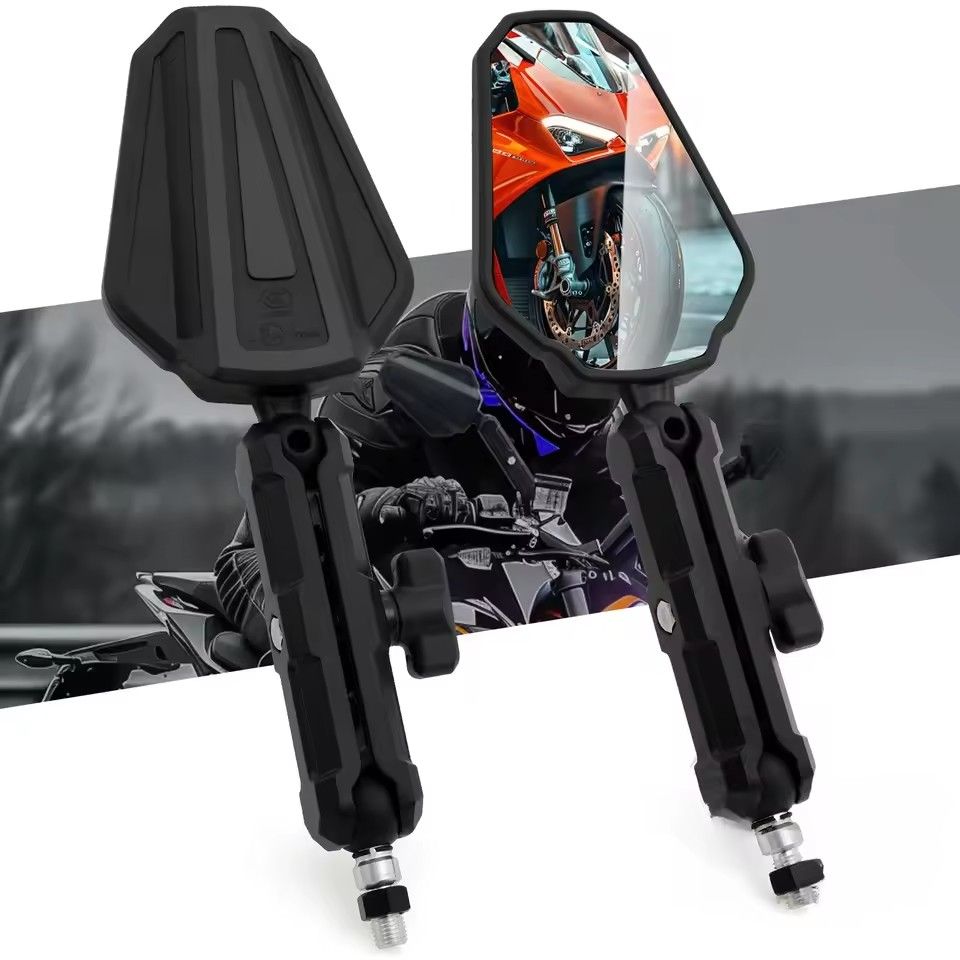 Universal Motorcycle Mirrors Angle Adjustable Folding Handlebar Side Mirror Compatible with Adventure Dirt Street Bike ATV